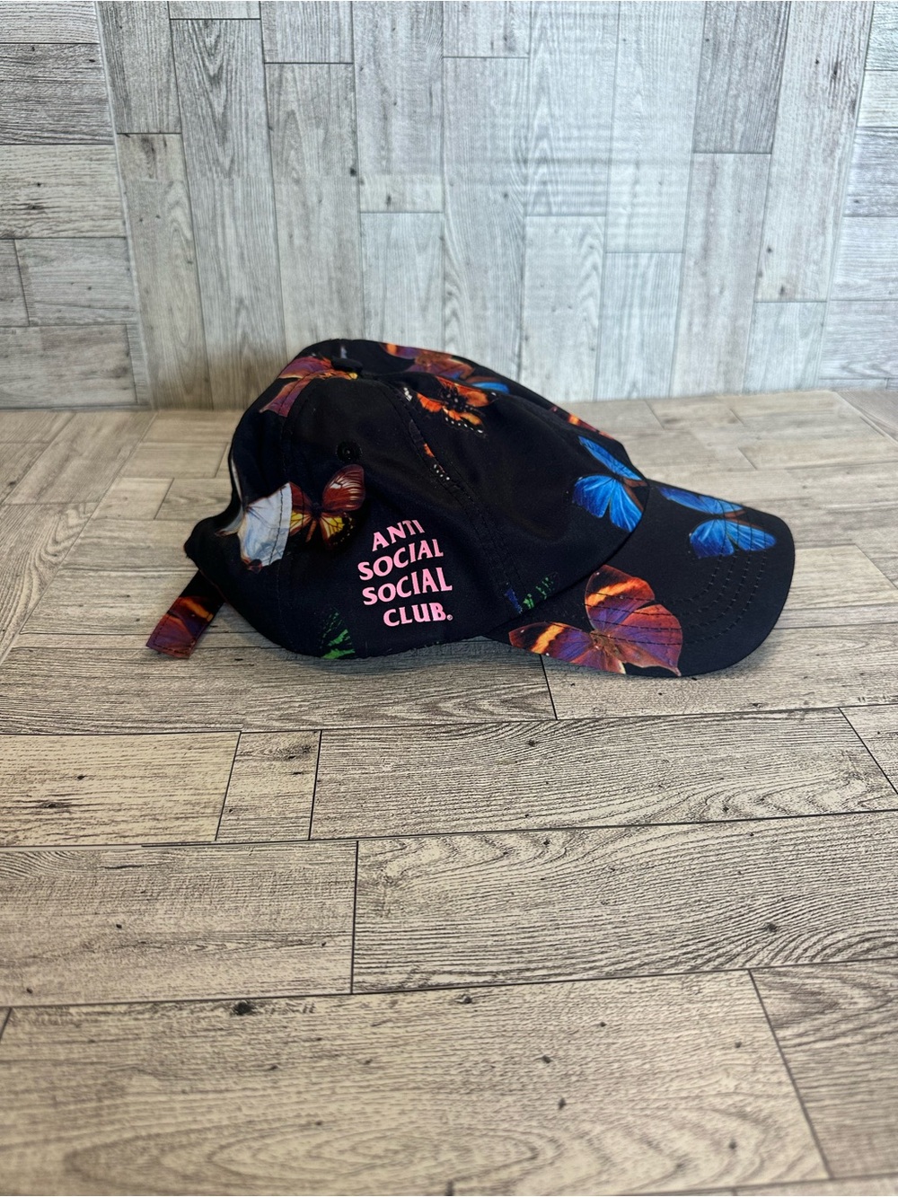 Anti Social Social Club Black Cap with Multicolor Butterfly Accents